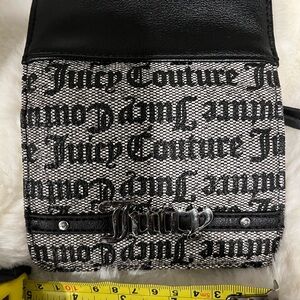 Juicy Couture LOGOED Black Gray 5x7 Bifold Wallet with Snap Closure RARE